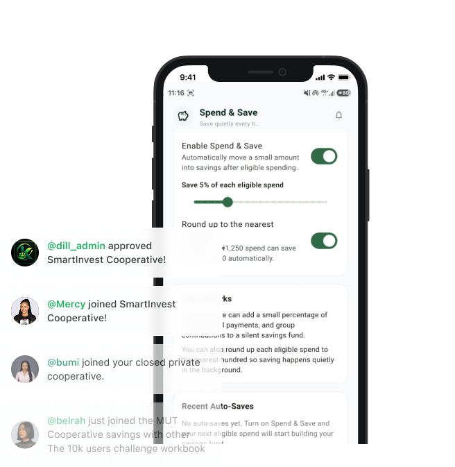 Spend & Save Interface on Phone